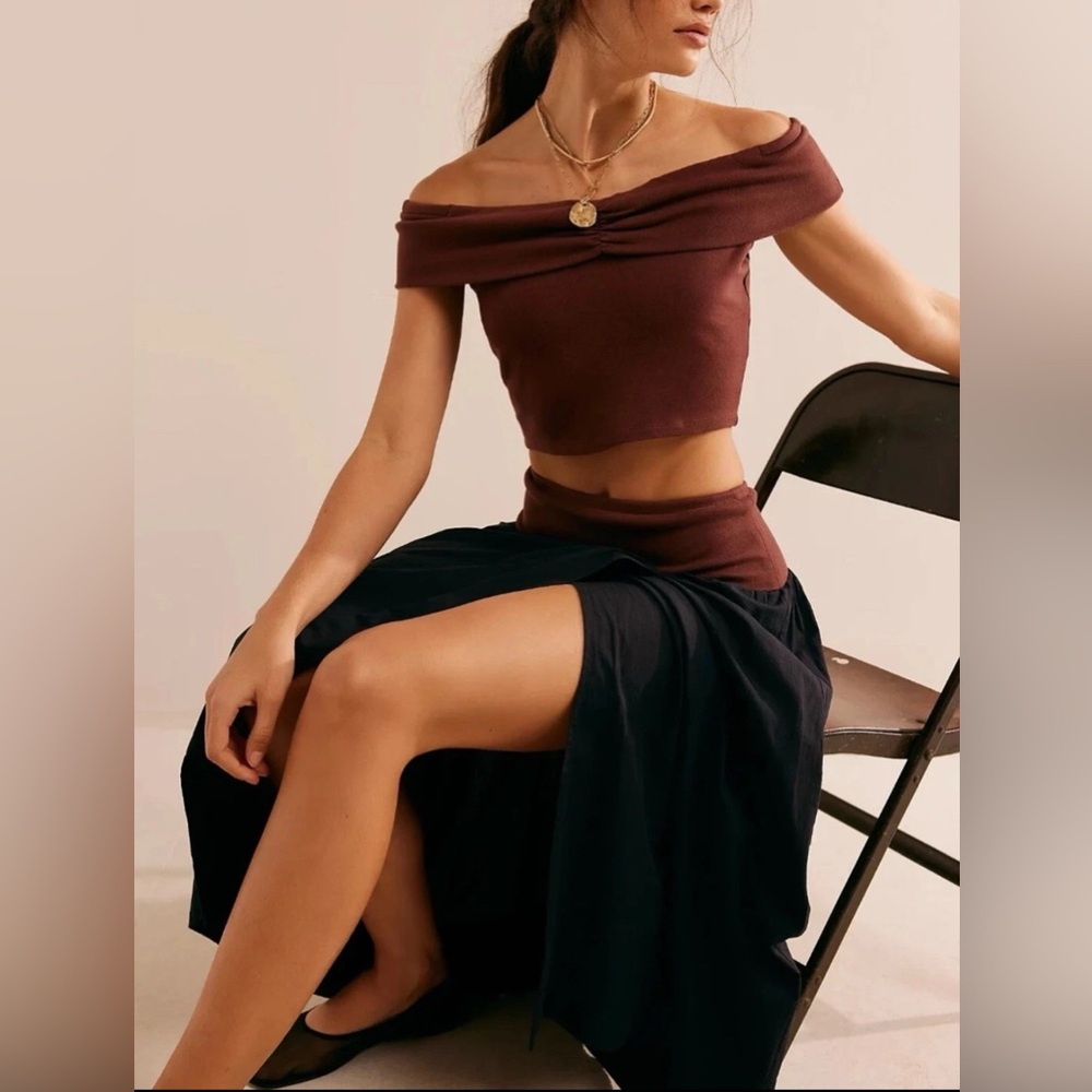 NWT FREE PEOPLE Cooler In Capri Set Off Shoulder Top and Skirt Outfit Small S